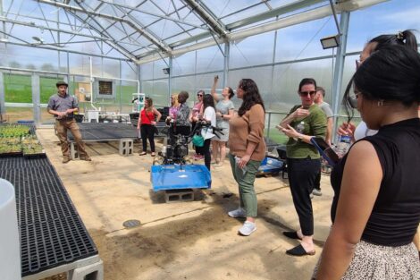 Lafayette staff learn about the LaFarm greenhouse